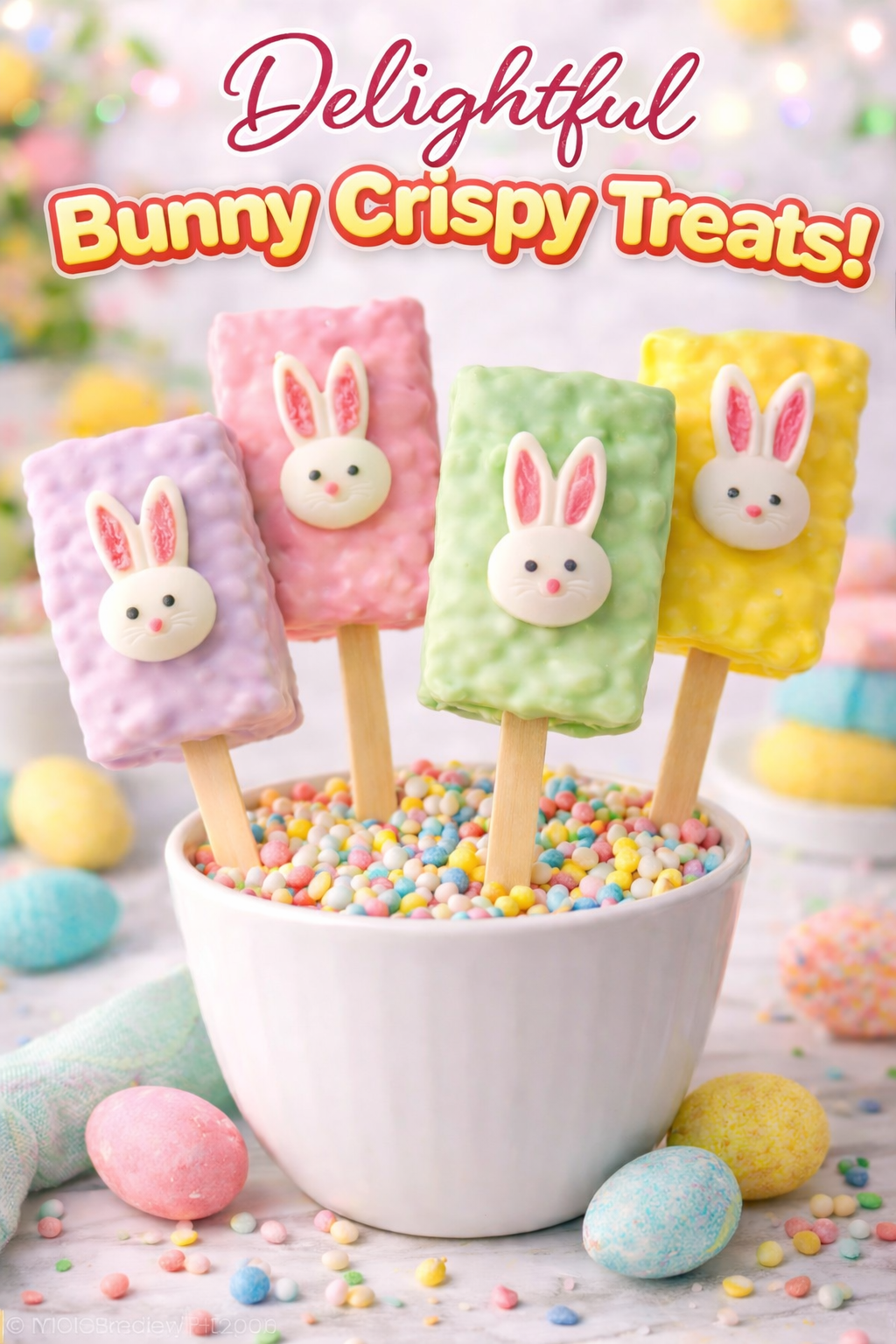 Easter Bunny Crispy Treat Pops